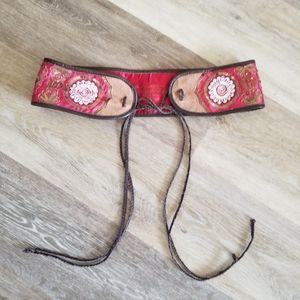 Elegant Red and Brown Women's Belt